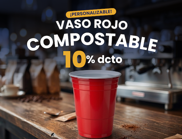 Vaso Rojo Compostable 10% dcto.
