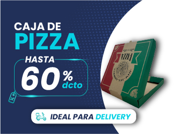 Caja de Pizza  hasta 60 % dcto.